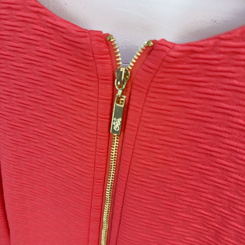NWT Jessica Simpson Women Dress 10 Orange Textured Cut Out Back Pleated Pocket - Picture 8 of 16